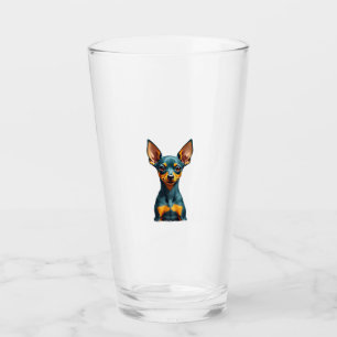 Verre Portrait de Miniature Pinscher Vintage Coloré Grav