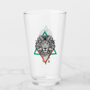 Verre Portrait géométrique aztèque de lion