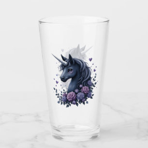 Verre Portrait Unicorne foncé dans un cadre rond