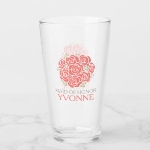 Verre Posy merci Maid of Honor mariage corail faveur