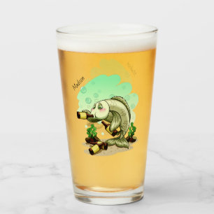 Verre potable de pinte de poissons de nom fait sur
