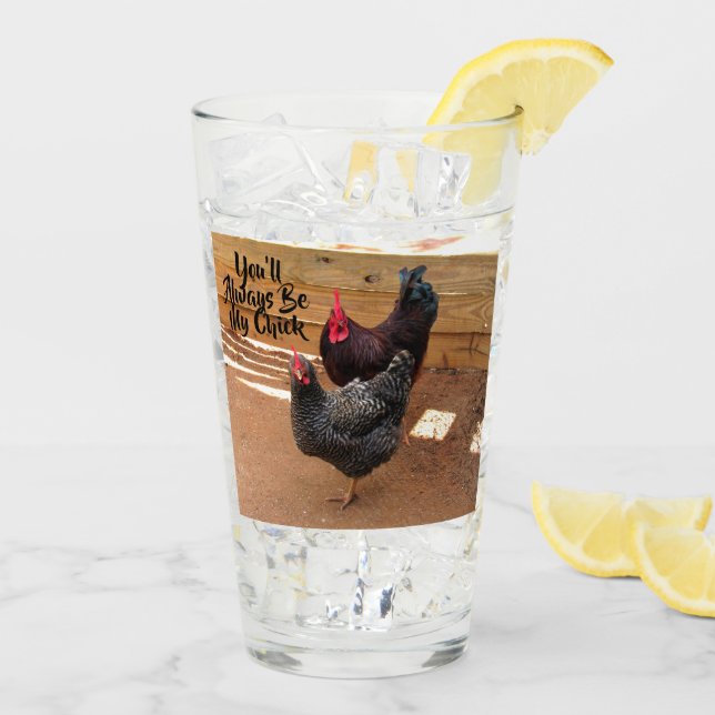 Verre Poulet Personnalisé - Série sur la vie agricole -  (Dos glace)