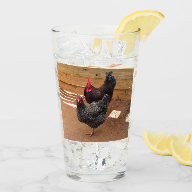 Verre Poulets mignons - série de la vie agricole - ronde (Dos glace)