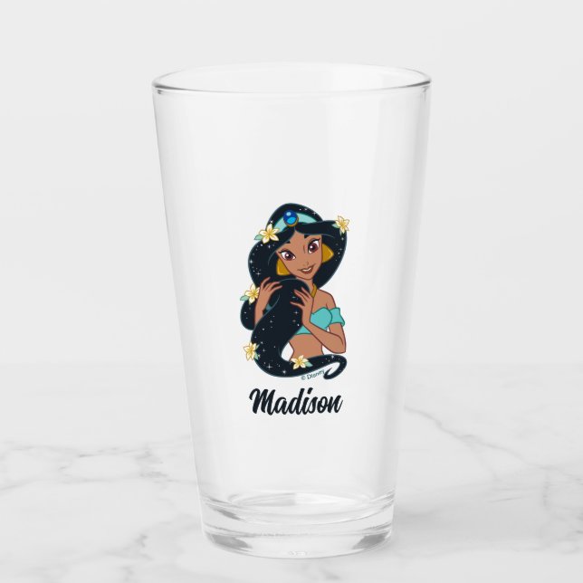 Verre Princesse Jasmine - Cheveux et fleurs étincelants (Devant)