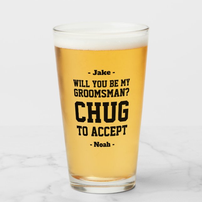 Verre Proposition de Groomsman Chug pour accepter une bi (Devant (rempli))