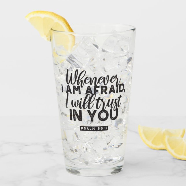 Verre Psaume 56:3 Bible Verse Art "Je ferai confiance en (Devant glace)