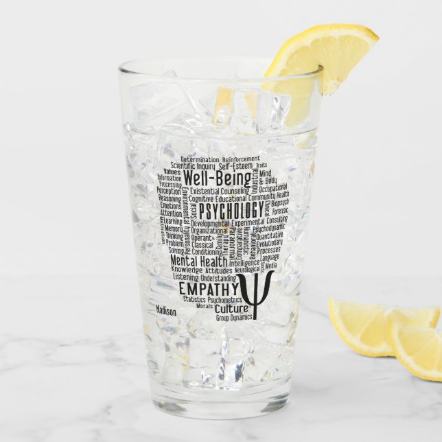 Verre PSYCHOLOGIE Word Cloud nom personnalisé (Dos glace)