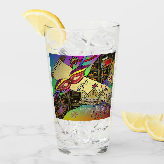 Verre Purim Esther Célébration Art foncé Imprimer (Devant glace)