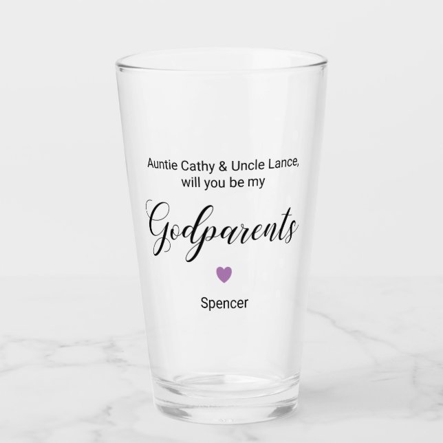 Verre Purple Coeur Serez-Vous Mes Parents Proposition (Devant)