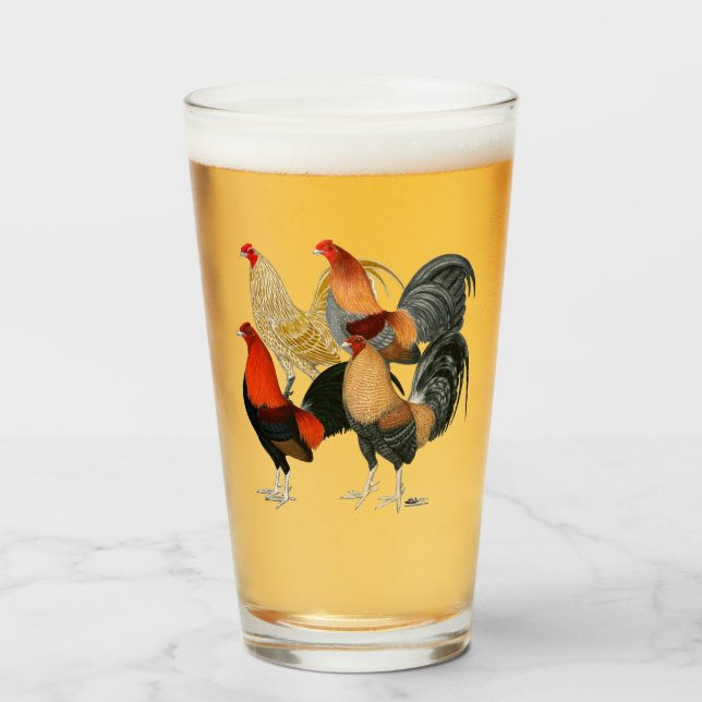 Verre Quatre gamecocks (Devant (rempli))