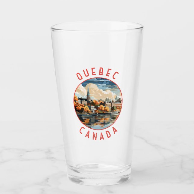 Verre Québec Canada Cercle retro en détresse (Devant)