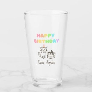 Verre Rainbow&Cute Chat Joyeux Anniversaire