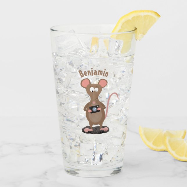 Verre Rat drôle avec dessin animé de la caméra (Dos glace)