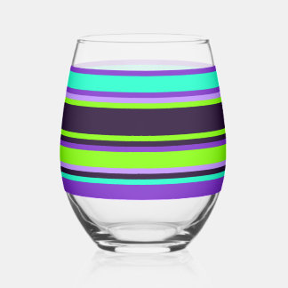 Verre rayé - violet, aqua et chartreuse
