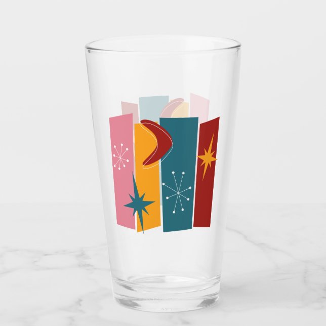 Verre Rectangles Abstraites Boomerang Stars Mi-Siècle (Devant)