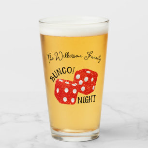 Verre Red Dice Bunco Night Nom personnalisé