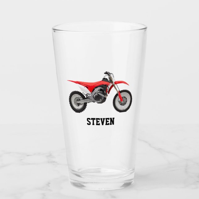 Verre Red Motorbike Nom Cool Dirtbike Sports Hobby (Devant)