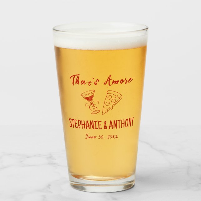 Verre Red Whimsical Pizza That's Amore Italian Wedding (Devant (rempli))
