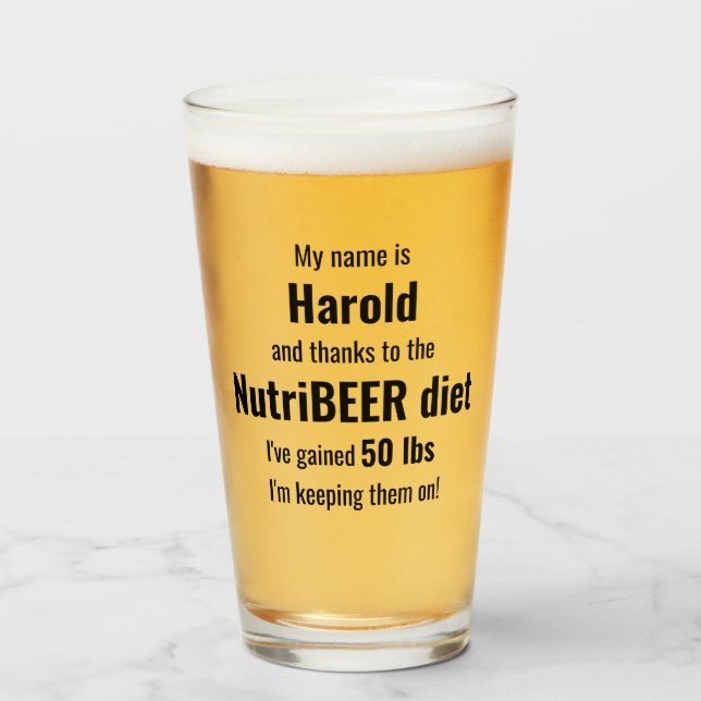 Verre Régime NutriBEER personnalisé Humoristique (Devant (rempli))