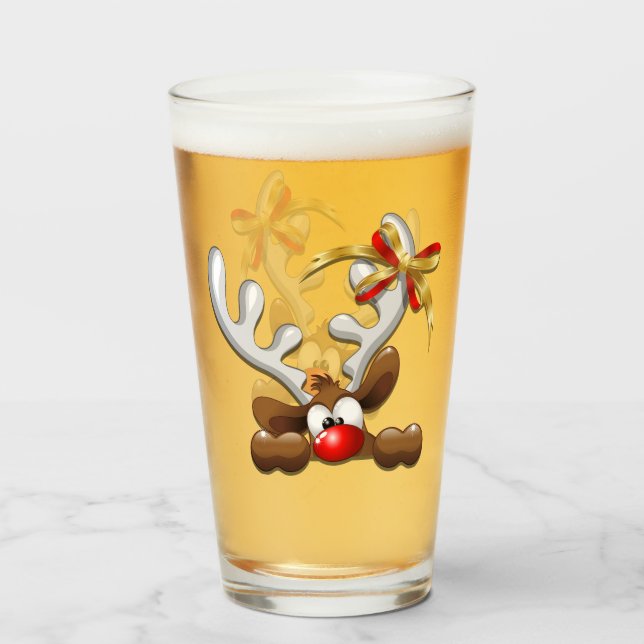 Verre Reindeer Puzzled drôle Caractère de Noël (Devant (rempli))