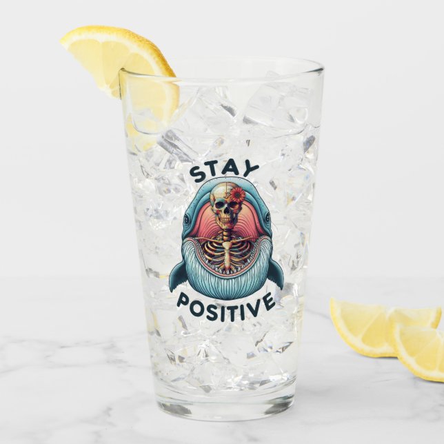 Verre Restez positif - Squelette et baleine (Devant glace)