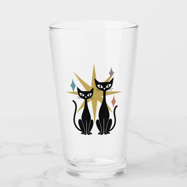 Verre Retro Cats Gold Starburst Glass atomique | Mid-Cen (Devant)