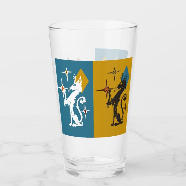 Verre Retro Cute Kitties Mid Century Cat Starburst (Devant)