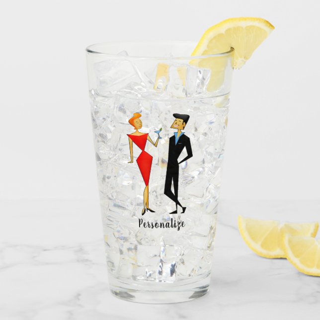 Verre Retro les années 50 Art Déco Red Black Party Coupl (Dos glace)