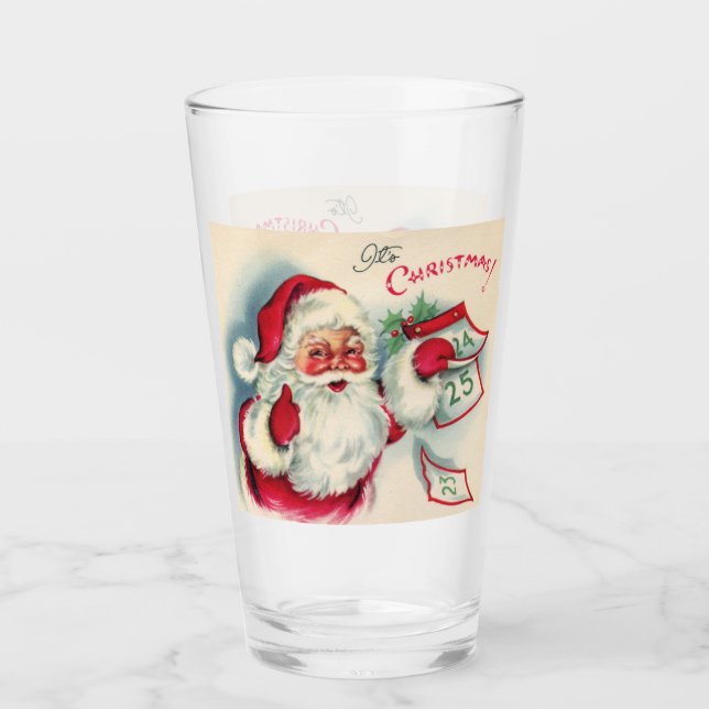 Verre Retro vintage Père Noël visite (Devant)