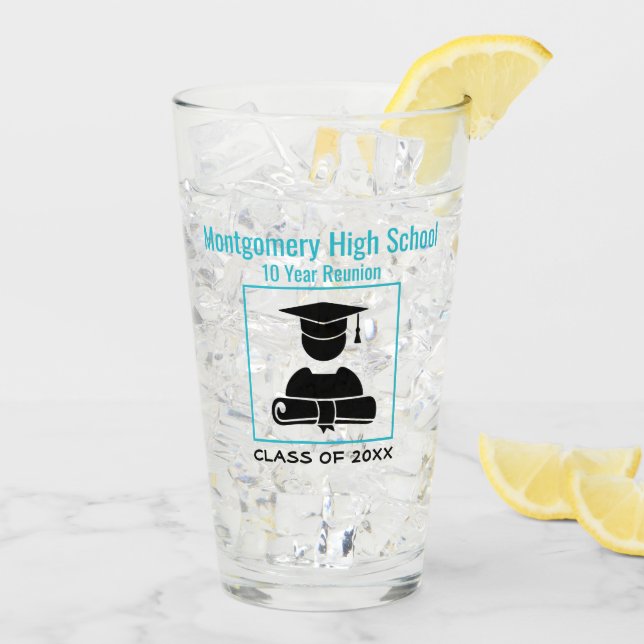 Verre Réunion du lycée Nom personnalisé Black Pastel Blu (Dos glace)