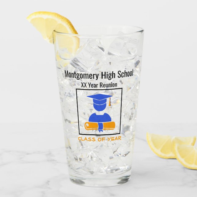 Verre Reunion Lycée Personnalisé Bleu Orange (Devant glace)