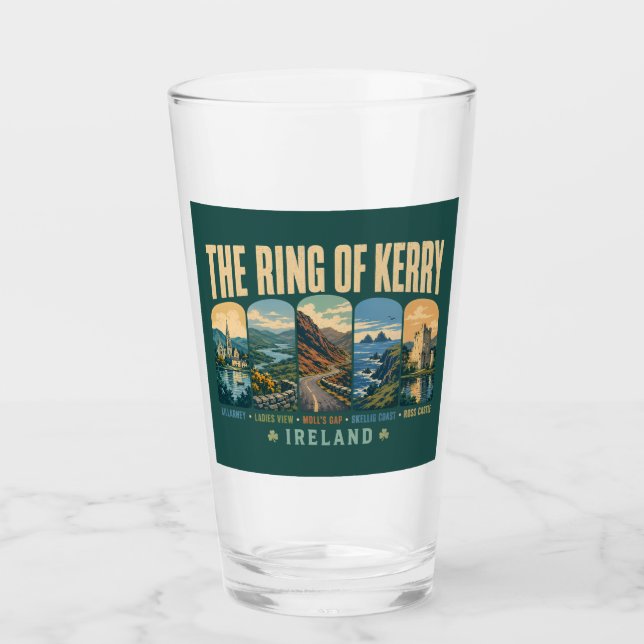 Verre Ring of Kerry Ireland Landmarks Illustration Retro (Devant)