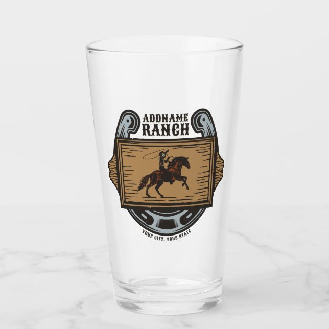 Verre Roping Cowboy AJOUTER LE NOM Western Family Horse  (Devant)