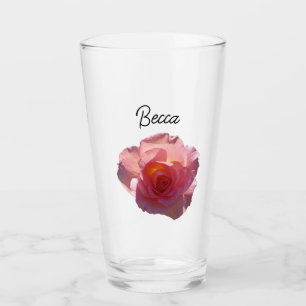 Verre Rose de thé rose radieuse personnalisée