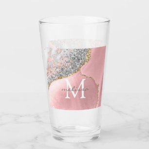 Verre Rose Gold Rose Agate Parties scintillant Marbre Mo