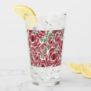 Verre Rose Pays rouge vert vintage floral
