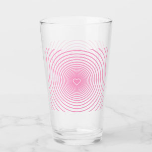 Verre rose rayé avec coeur Choisir la couleur
