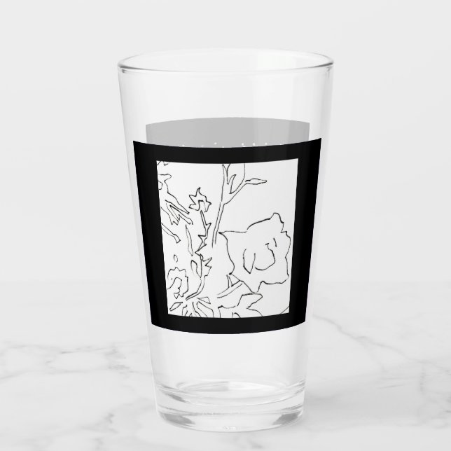 Verre Rose Sketch and Starlight Silkscreen glassware Gla (Dos)