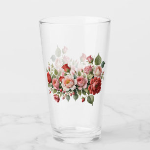 Verre Roses rouges et roses
