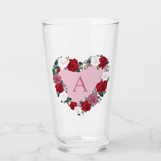 Verre Roses Valentin personnalisés (Devant)