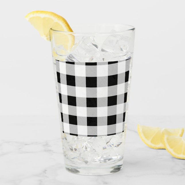 Verre ruc farmhouse chic black and white plaid (Devant glace)