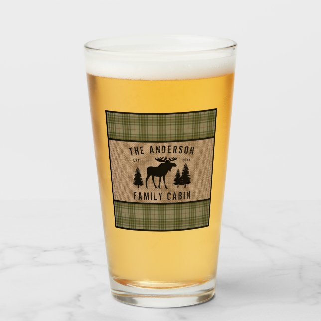Verre Russe Cabine de famille Moose Pine Green Plaid Bur (Devant (rempli))