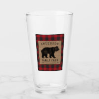 Rustic Bear Family Cabine Red Buffalo Plaid Burlap