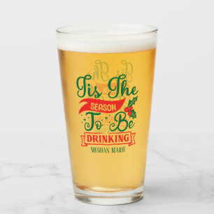 Verre Saison drôle Boire bière de Noël