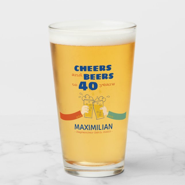 Verre Salades Et Bières Jusqu'À 40 Anniversaire Pint Ret (Devant (rempli))