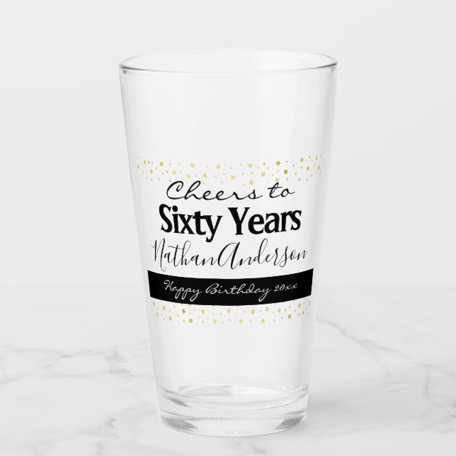 Verre Salutations à 60 ans Personnalisé Anniversaire Sho (Devant)