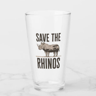 Verre Sauvez la protection des animaux Rhinos Rhino