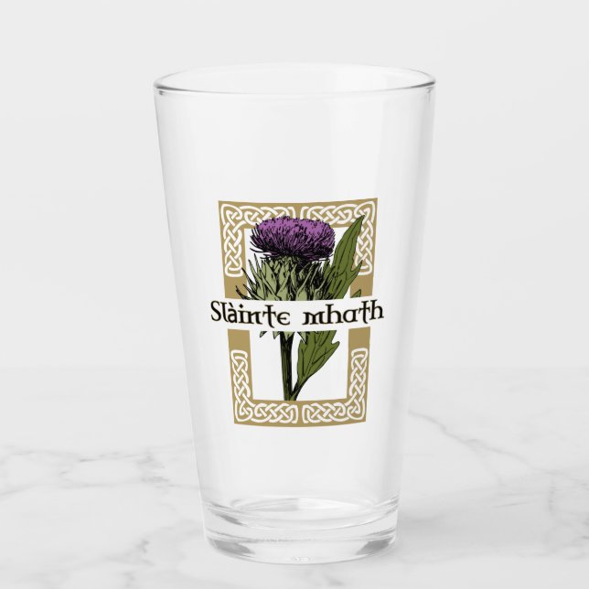 Verre Scotland Scottish Thistet Scots Gaelic Toast (Devant)