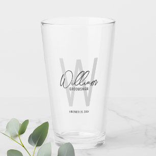 Verre Script moderne Nom du Groomsman personnalisé