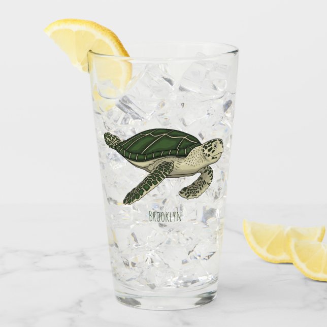 Verre Sea turtle cartoon (Devant glace)